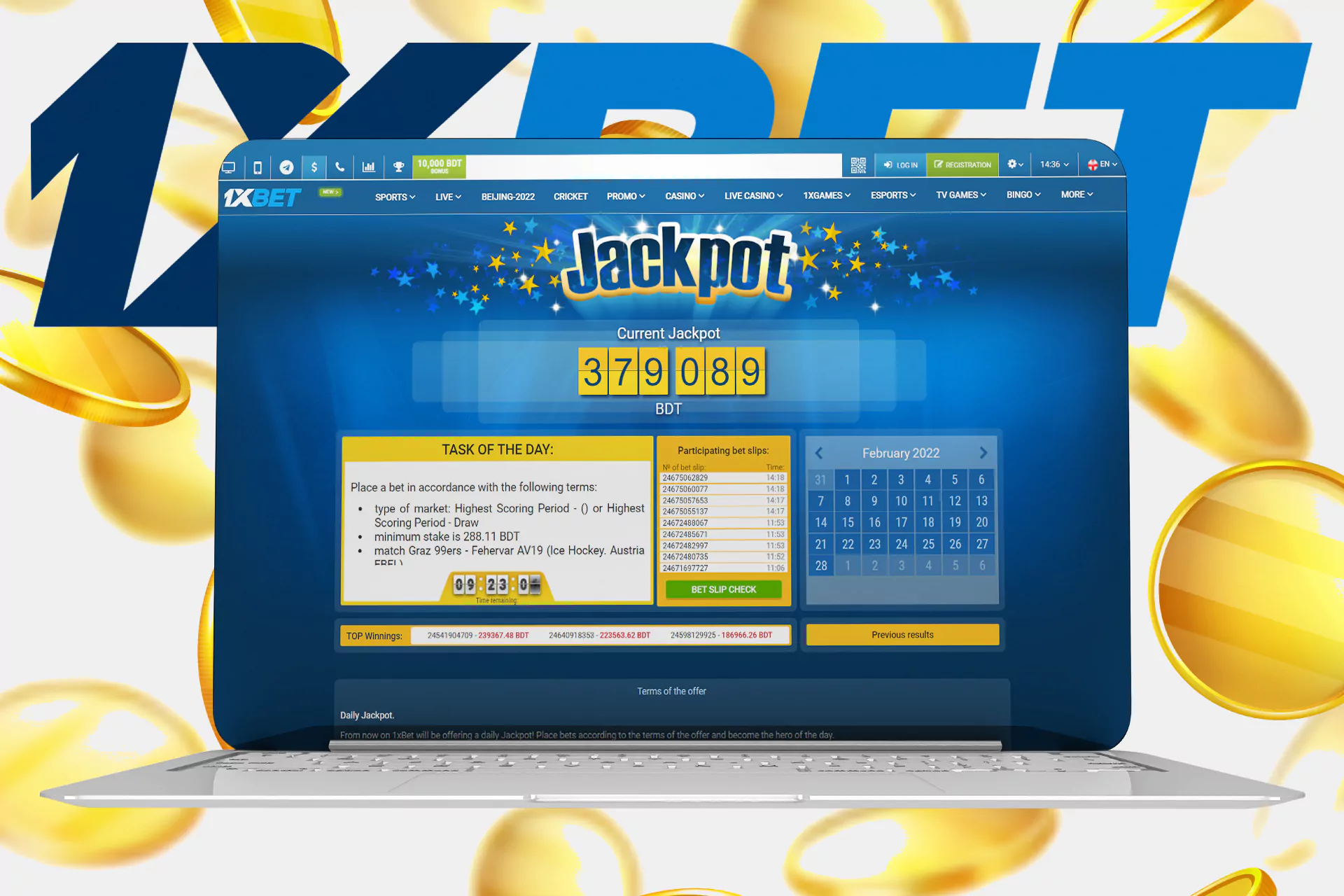 1xbet ရဲ့ ကာစီနိုအပိုင်းမှာ Jackpot နဲ့ ဆက်စပ်တဲ့ ကံစမ်းဂိမ်းအမျိုးအစားတွေကိုလည်း တွေ့နိုင်ပါတယ်။ ရလဒ်တွေဟာ ကျပန်းစနစ်အပေါ် မူတည်တဲ့အတွက် အနိုင်ရမယ်လို့ အာမမခံနိုင်ပါ။