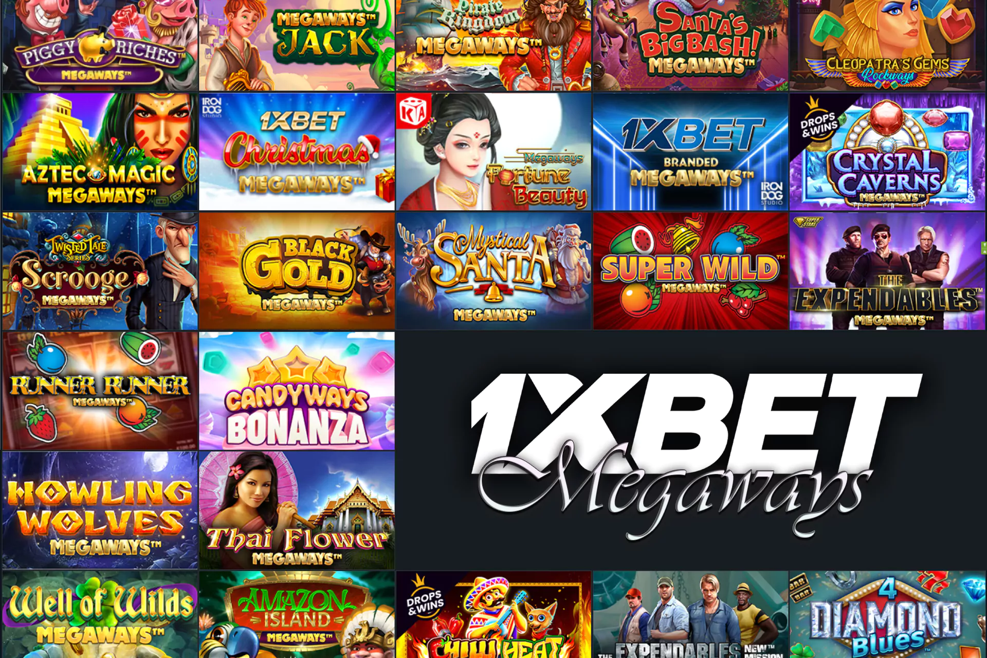 Megaways ဟာ 1xbet ရဲ့ စလော့ဂိမ်းရွေးချယ်စရာတွေထဲမှာ တွေ့ရနိုင်တဲ့ အမည်တစ်ခု ဖြစ်ပါတယ်။ လက်ရှိရရှိနိုင်တဲ့ ဂိမ်းစာရင်းနဲ့ စည်းမျဉ်းတွေကို မစတင်မီ ဖတ်ရှုပါ။
