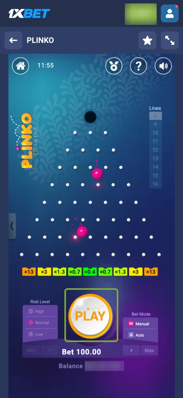 Plinko စာမျက်နှာမှာ Drop ခလုတ်ကို ပြသထားပါက ဘောလုံးကျဆင်းမှုကို စတင်ရန် အသုံးပြုပါ။ ခလုတ်အမည်နဲ့ ကစားပုံက စာမျက်နှာအလိုက် ကွာခြားနိုင်တဲ့အတွက် မစတင်မီ ပြသထားသော လမ်းညွှန်ချက်ကို စစ်ဆေးပါ။