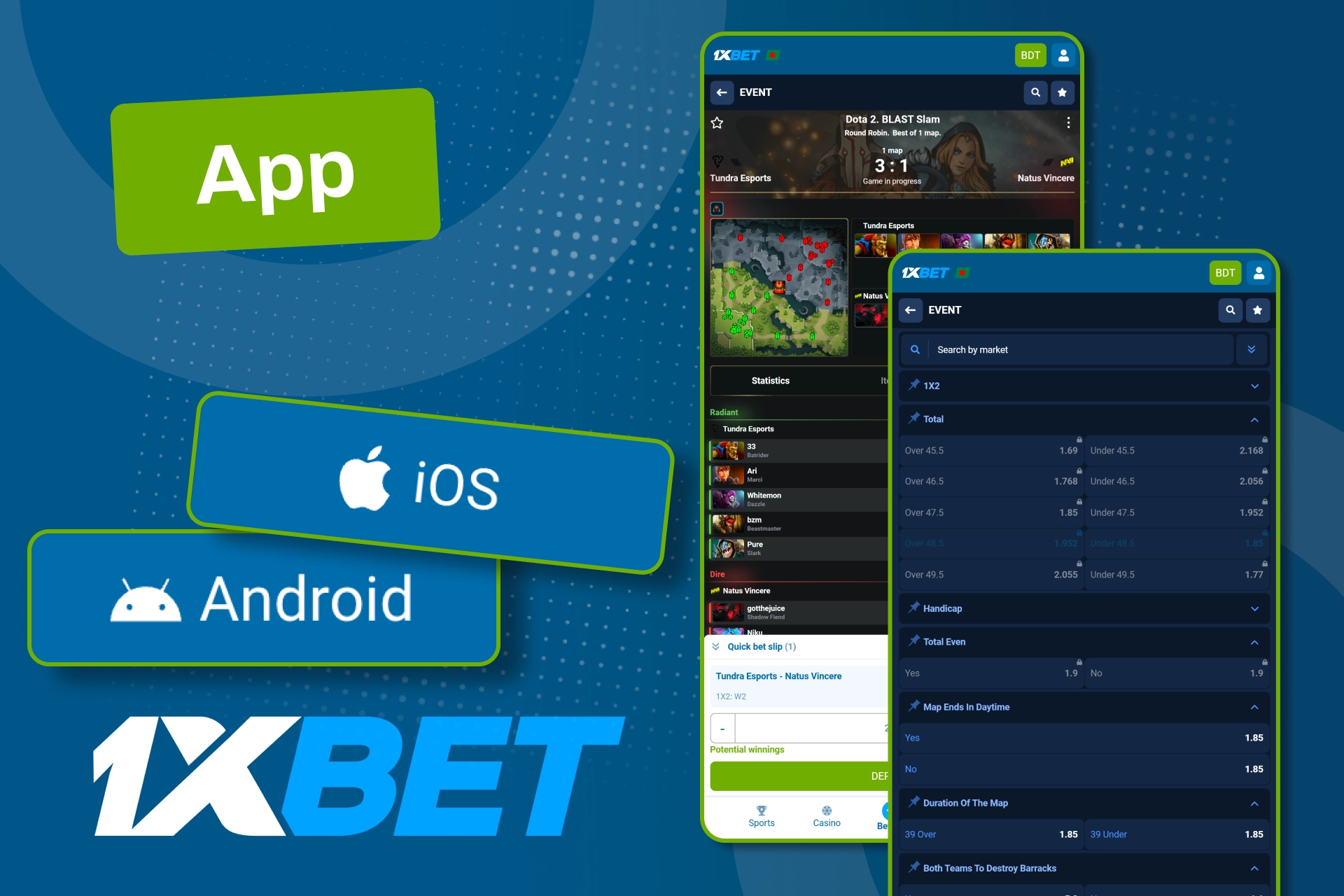 1xbet မိုဘိုင်းအသုံးပြုမှုမှတစ်ဆင့် လောင်းကြေးမှတ်တမ်း၊ လက်ကျန်ငွေနှင့် ငွေထုတ်တောင်းဆိုမှုများကို စီမံနိုင်ပါသည်။