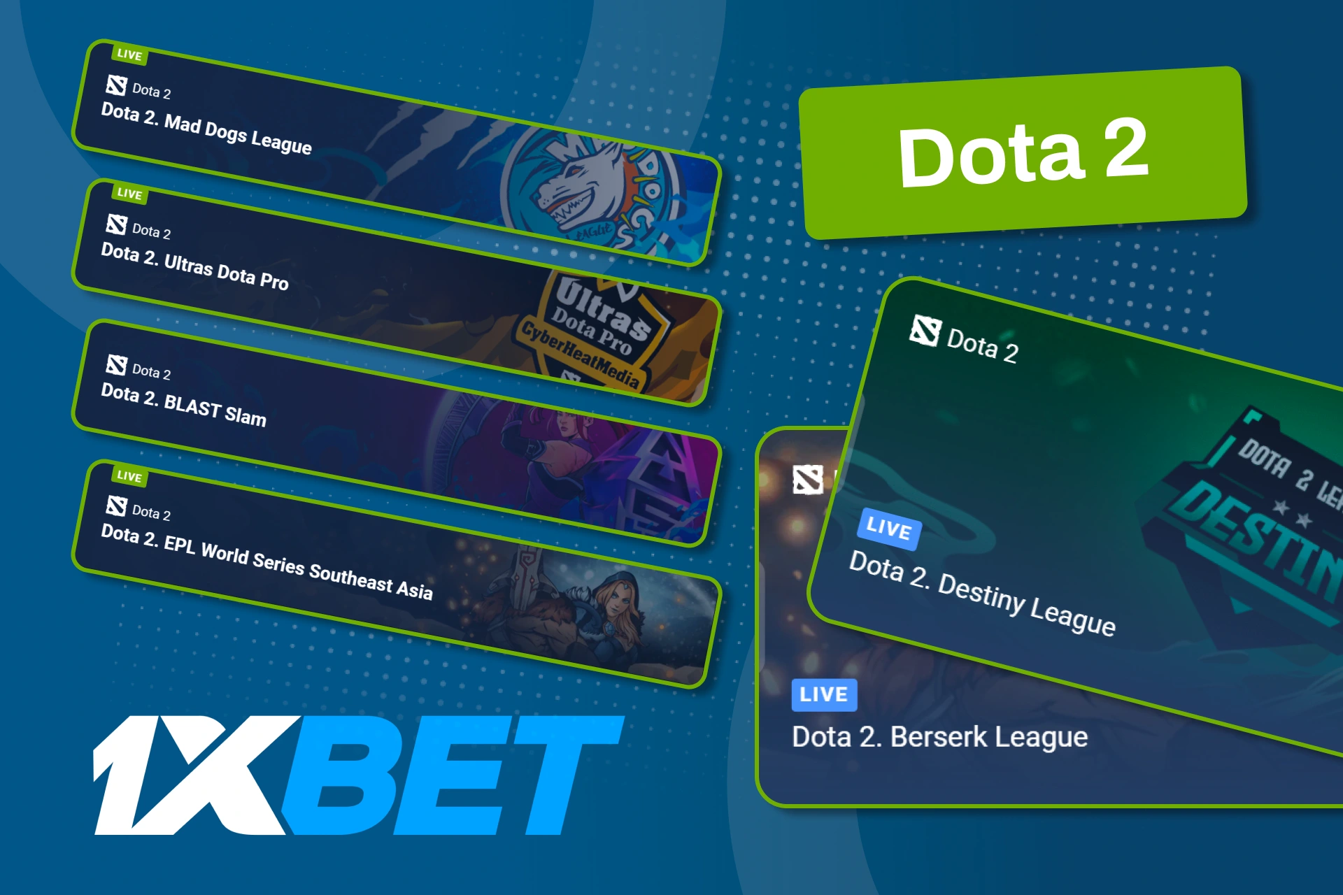 Dota2 ပြိုင်ပွဲများကို လိုက်လံကြည့်ရှုပြီး ပွဲအမည်၊ အဆင့်နှင့် စတင်ချိန်တို့ကို စစ်ဆေးကာ 1xbet တွင် ရွေးချယ်စရာများကို ကြည့်ပါ။