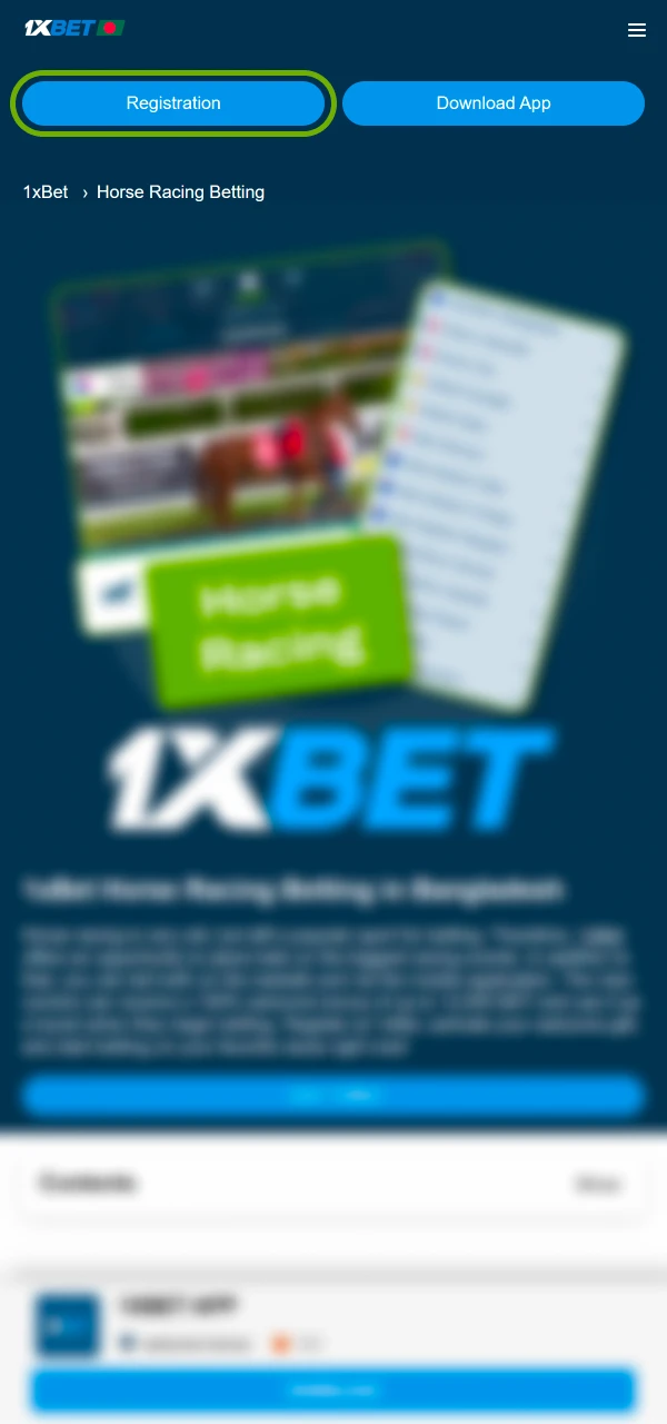 အကောင့်ဖွင့်ပြီး 1xbet ရှိ မြင်းပြိုင်ပွဲဈေးကွက်များကို လွယ်ကူစွာ ဝင်ရောက်ကြည့်ရှုနိုင်ပါသည်။