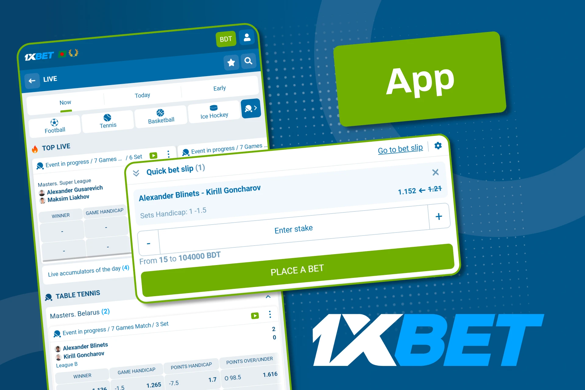 ဖုန်းဘရောက်ဇာမှ 1xbet ကို အသုံးပြုပြီး စားပွဲတင်တင်းနစ်လောင်းကြေးဈေးကွက်များကို ကြည့်ရှုနိုင်ပါသည်။ မိုဘိုင်းမျက်နှာပြင်တွင် အားကစားမီနူး၊ ပွဲစာရင်းနှင့် လောင်းကြေးစာရင်းတို့ကို တစ်နေရာတည်းမှ အသုံးပြုနိုင်ပါသည်။