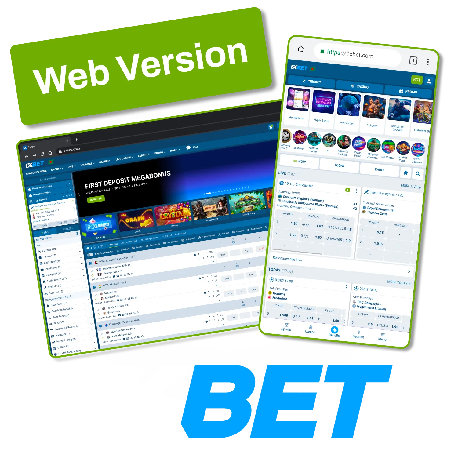 1xbet ၏ အားကစားနှင့် ကာစီနိုဝန်ဆောင်မှုများကို အပြည့်အဝကြည့်ရှုအသုံးပြုရန် ဝဘ်ဗားရှင်းကို ဖွင့်ပါ။